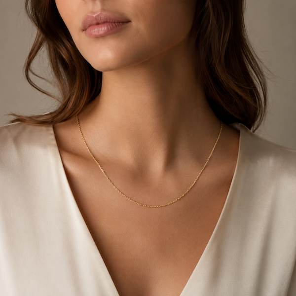Revati 1.2mm Plain Cable Chain Necklace  | Waterproof 18k Gold