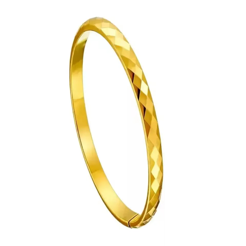 Riki Dimpled Hinged Bangle Bracelet | Waterproof 18k Gold