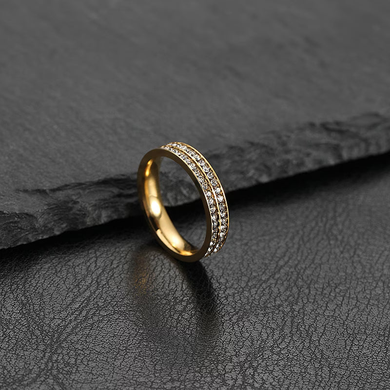 Liah 2 Row Jewelled Band Ring | Waterproof 18K Gold