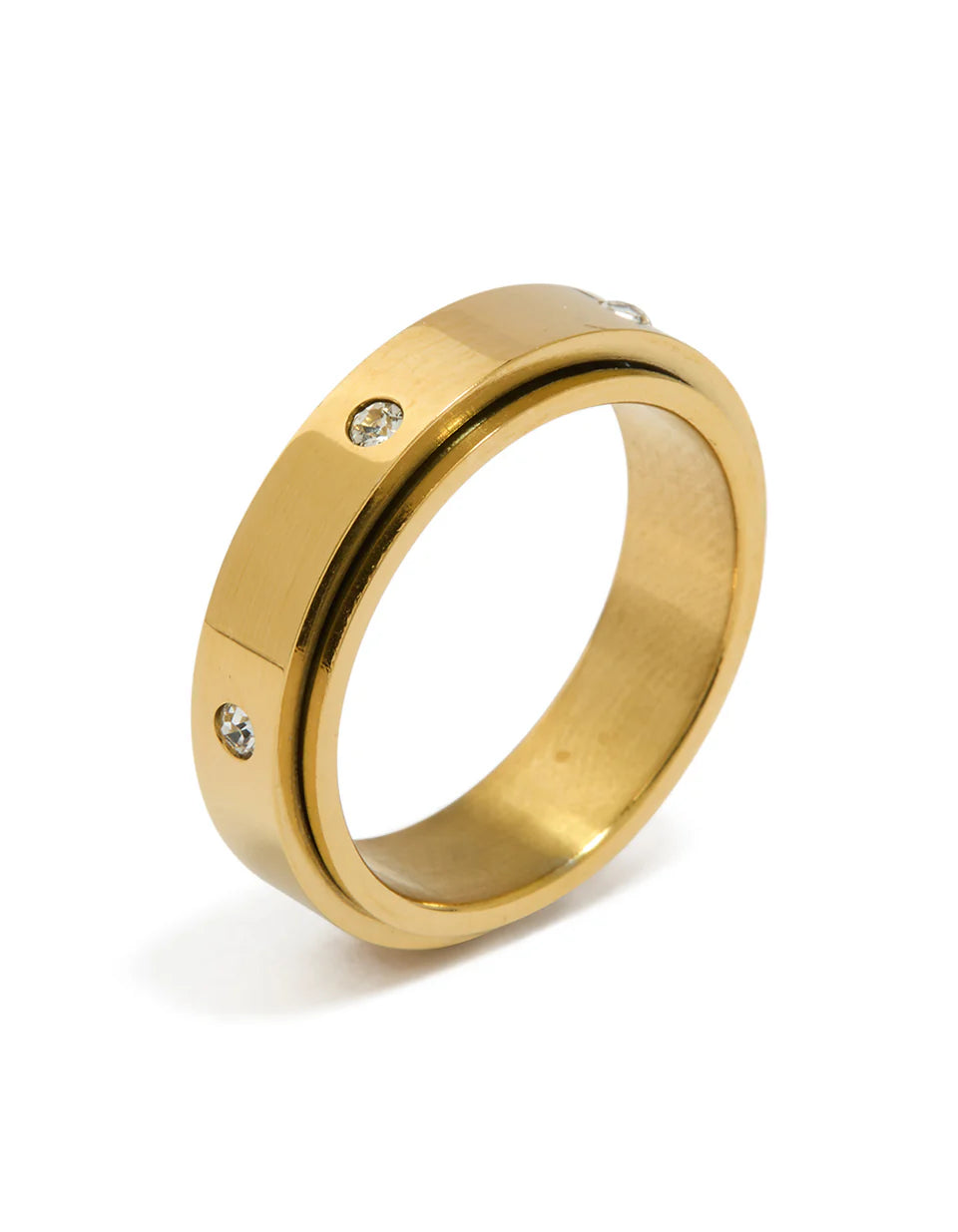 Asaya Cubic Zirconia Spinner Ring | Waterproof 18K Gold & Silver