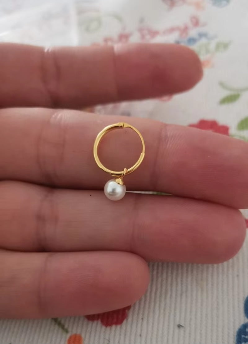 Ray Pearl Hoops Earrings