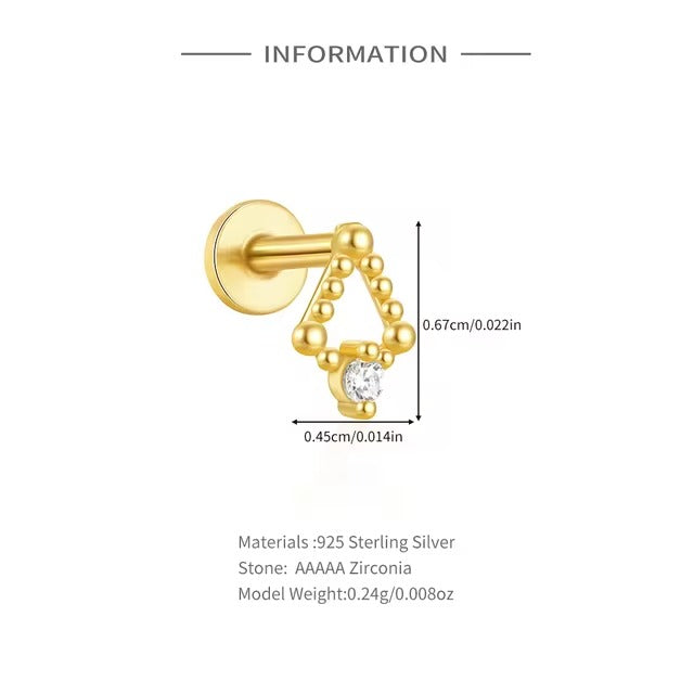 Greensburg Crystal Drop Flatback Stud- Single Earring