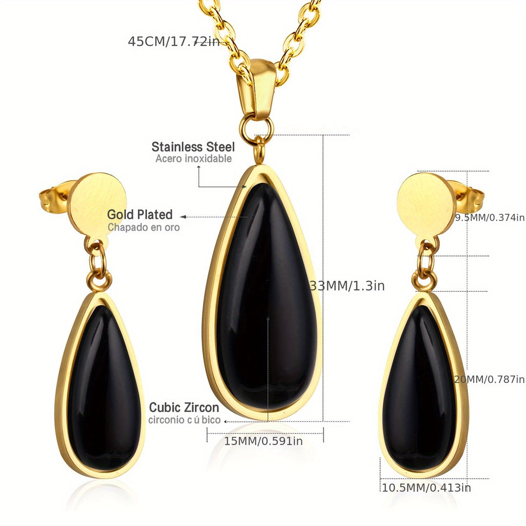 Beatrice Black  Enamel Teardrop Set | Buy Set or Individual