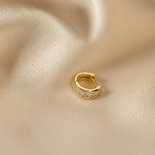 Sanyu Crystal Wide Helix Hoops Gold- Single
