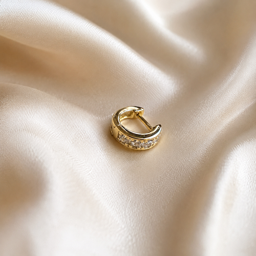 Sanyu Crystal Wide Helix Hoops Gold- Single