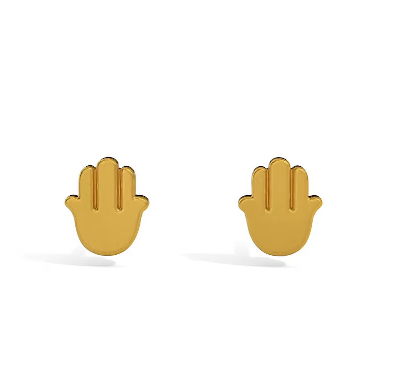 Ariel Hamsa Studs | Waterproof 18k Gold & Silver