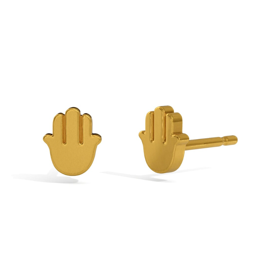 Ariel Hamsa Studs | Waterproof 18k Gold & Silver