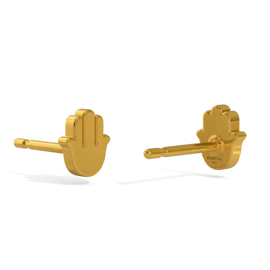 Ariel Hamsa Studs | Waterproof 18k Gold & Silver