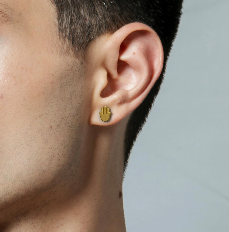 Ariel Hamsa Studs | Waterproof 18k Gold & Silver