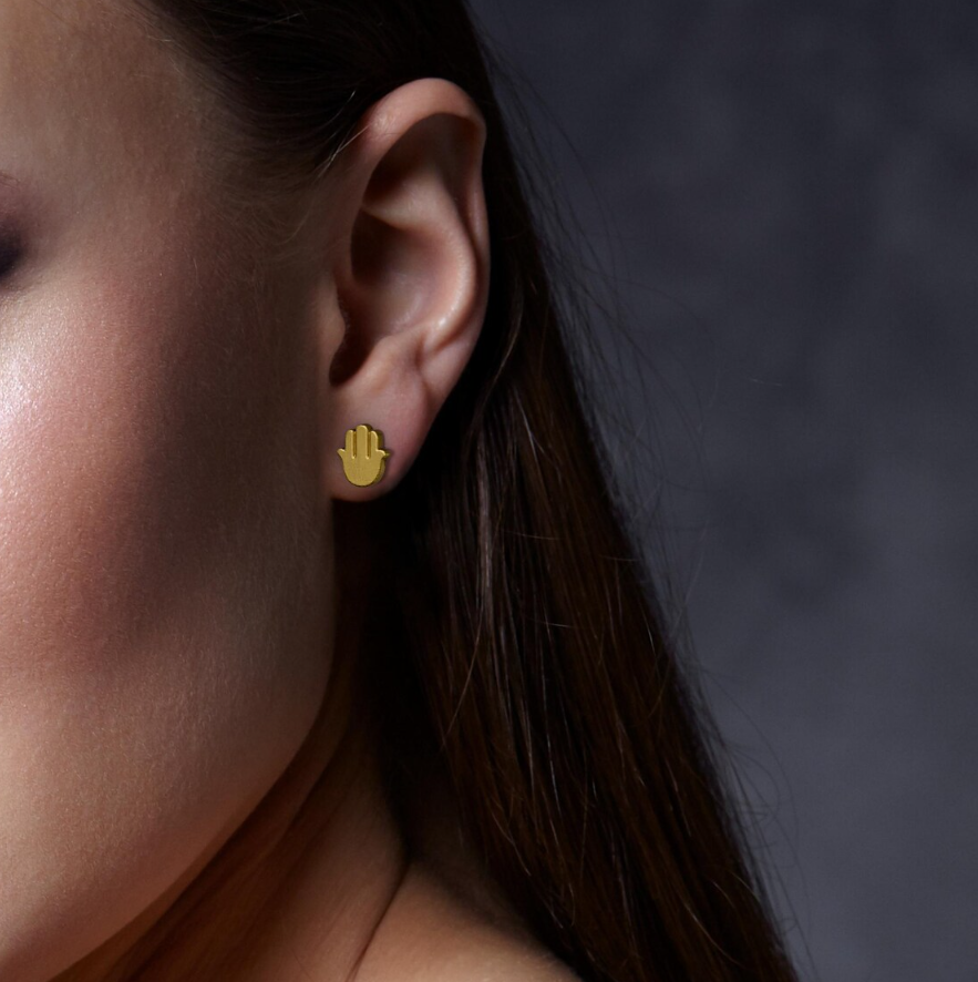 Ariel Hamsa Studs | Waterproof 18k Gold & Silver