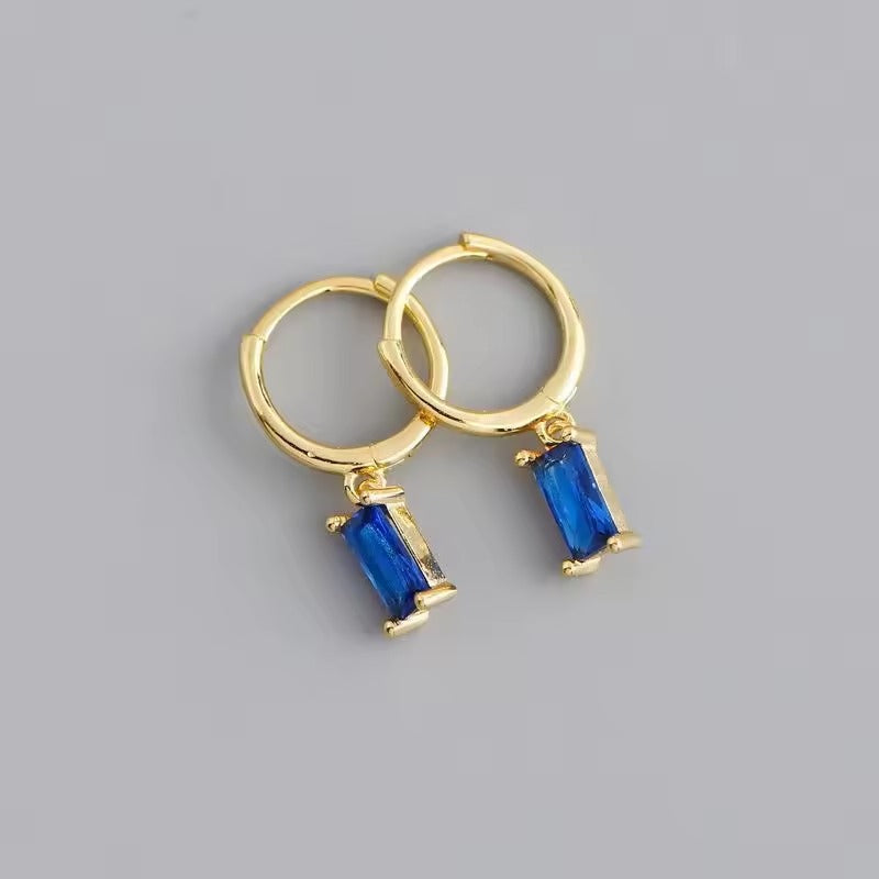 Bliss Baguette Blue Sapphire	Hoops