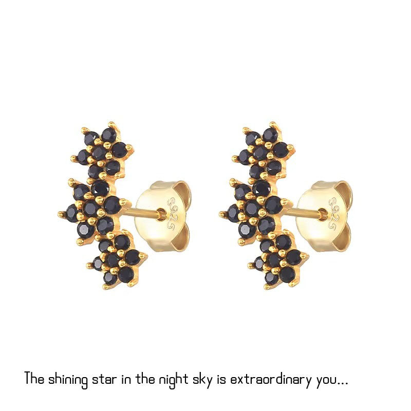 Chester Triple Star Black Onyx Studs