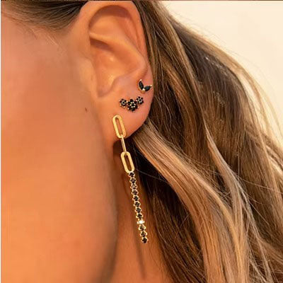 Chester Triple Star Black Onyx Studs