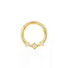 Williams	Three Crystals  Curved Nose Ring- Single