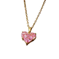 Sienna Pink Crystal Heart Necklace | Waterproof 18k Gold