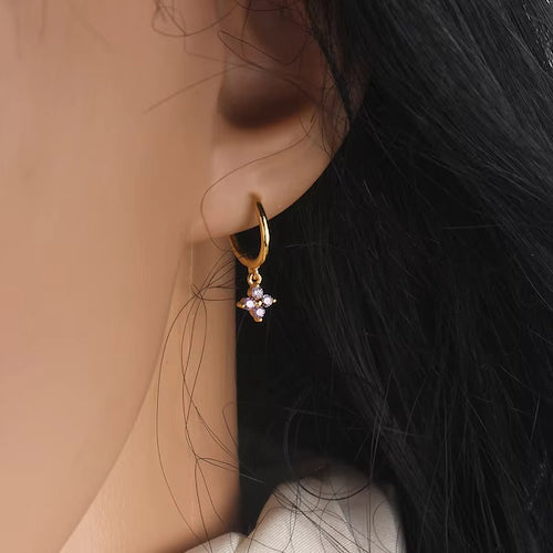 Skye Cubic Zirconia Clover Charm Hoops