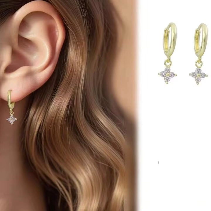Skye Cubic Zirconia Clover Charm Hoops