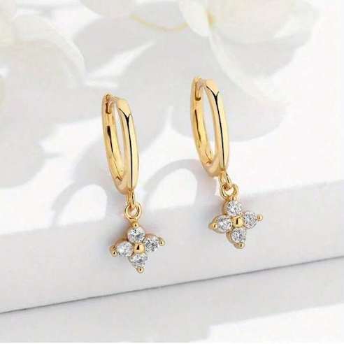 Skye Cubic Zirconia Clover Charm Hoops