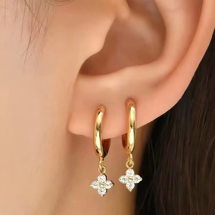 Skye Cubic Zirconia Clover Charm Hoops