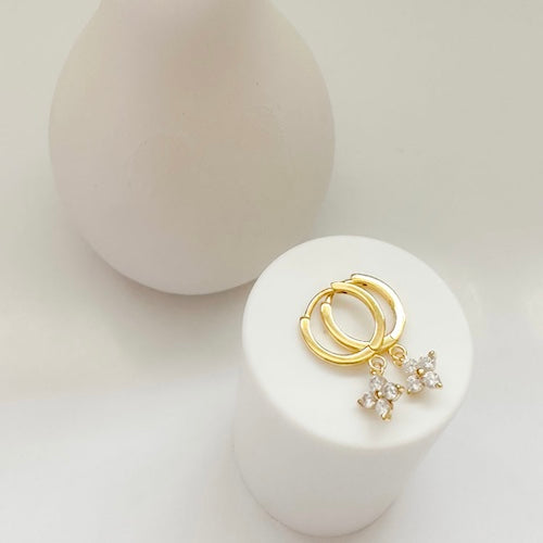 Skye Cubic Zirconia Clover Charm Hoops