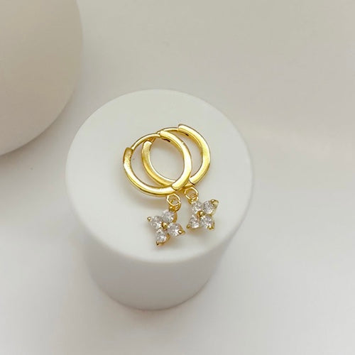 Skye Cubic Zirconia Clover Charm Hoops