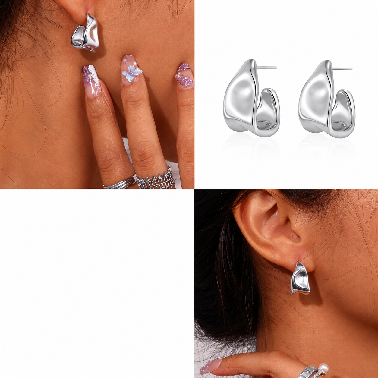 Wela Statement Earrings | Waterproof Silver