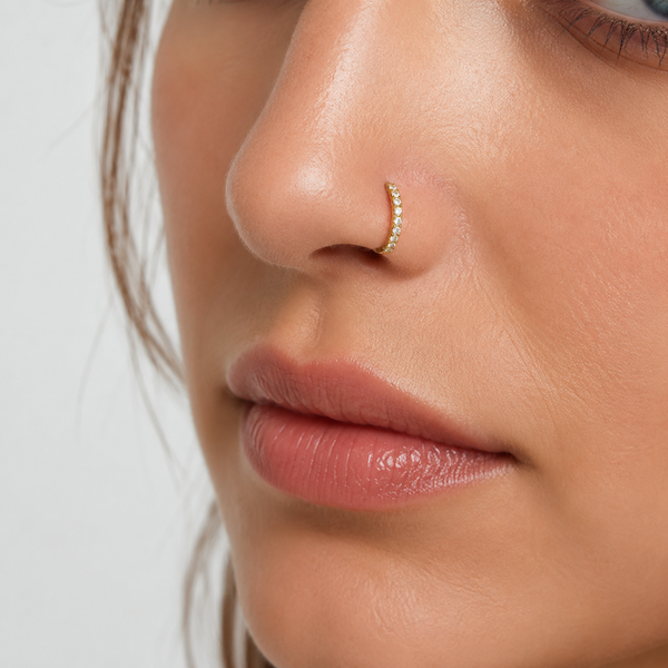 Wilkey Crystal Pavé Nose Ring Gold - Single