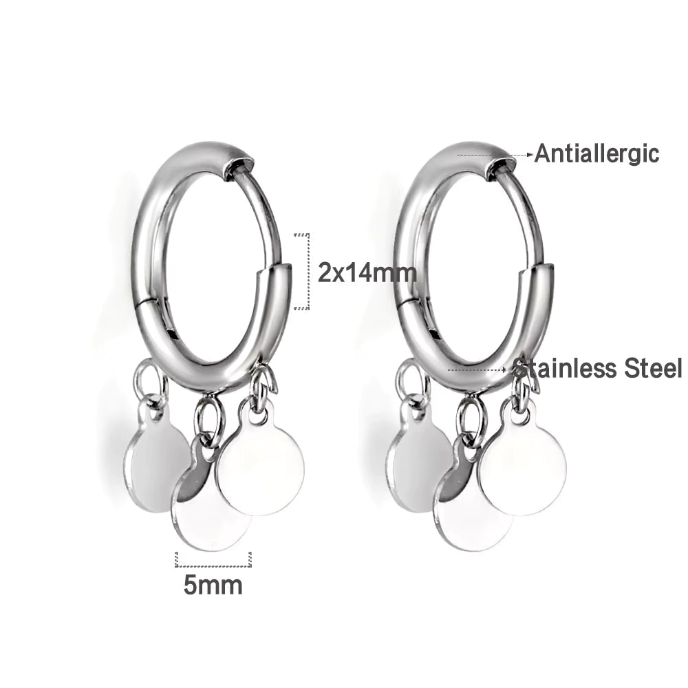 Nayara Flat Tassle Huggie Hoops -Silver