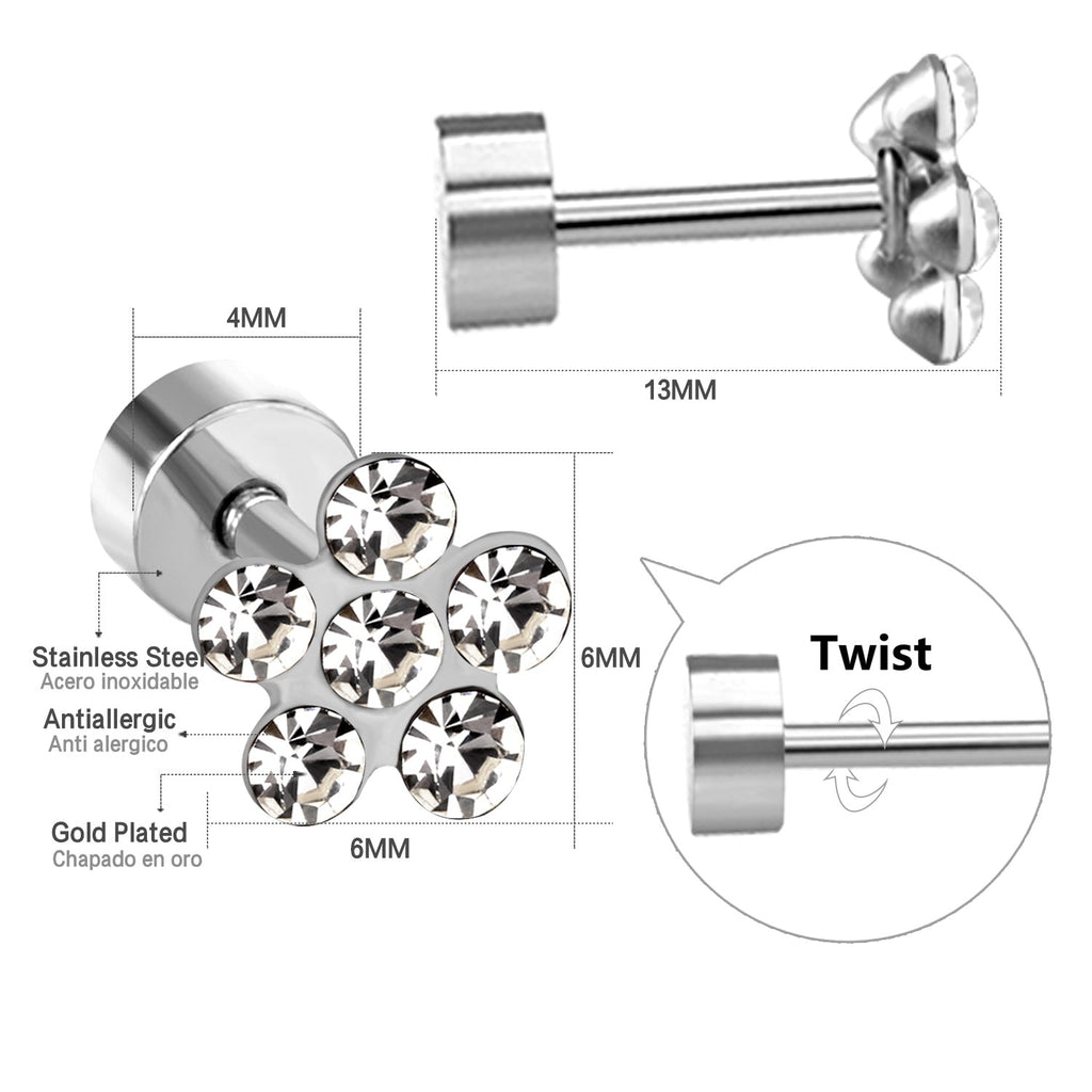 Ananda Five Petal Flower Flat Back Studs