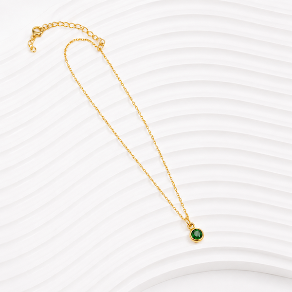 Aleyah Bezel-Set Gemstone Necklace | Waterproof 18k Gold