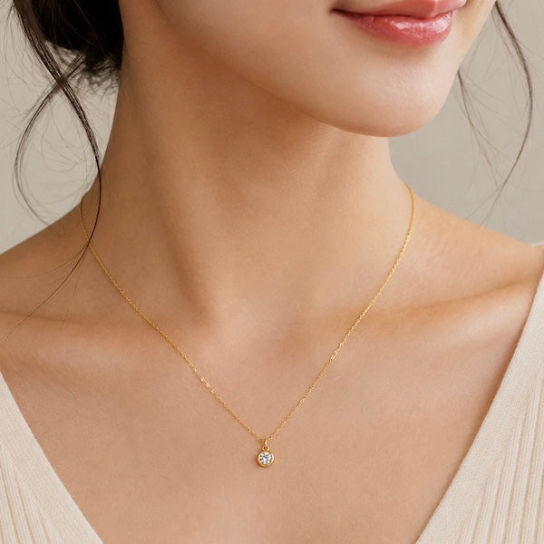 Aleyah Bezel-Set Gemstone Necklace | Waterproof 18k Gold