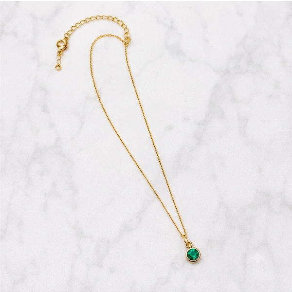 Aleyah Bezel-Set Gemstone Necklace | Waterproof 18k Gold