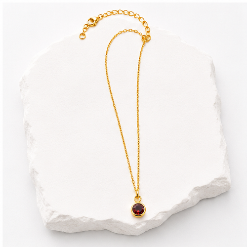 Aleyah Bezel-Set Gemstone Necklace | Waterproof 18k Gold