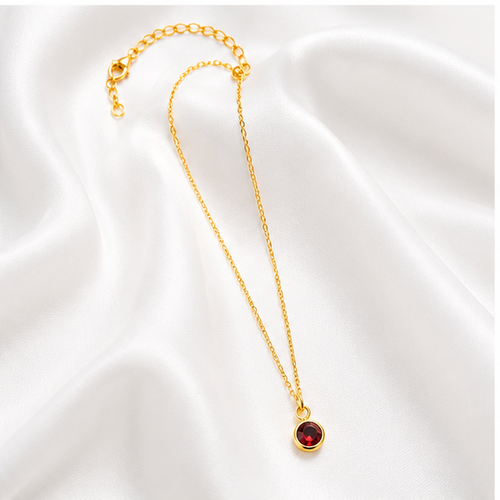 Aleyah Bezel-Set Gemstone Necklace | Waterproof 18k Gold