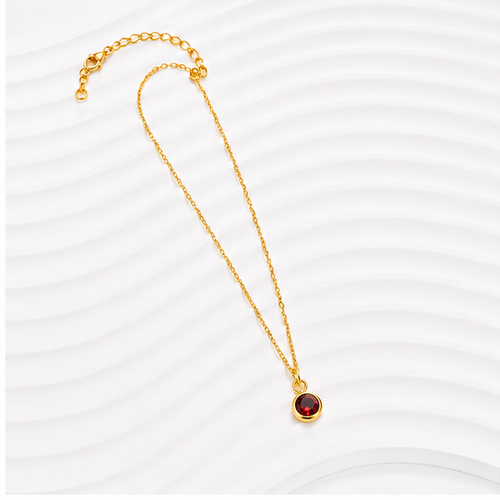 Aleyah Bezel-Set Gemstone Necklace | Waterproof 18k Gold