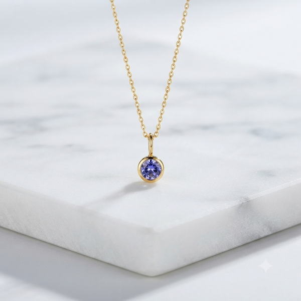 Aleyah Bezel-Set Gemstone Necklace | Waterproof 18k Gold
