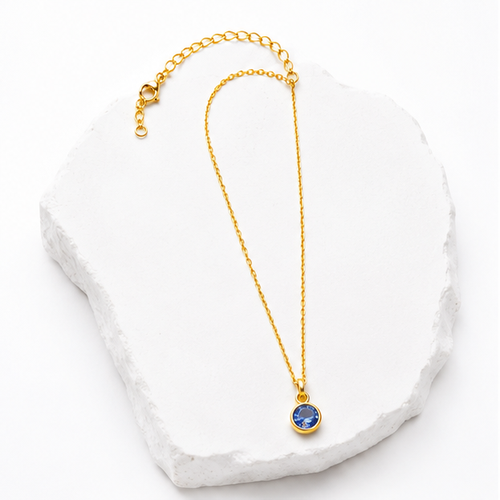 Aleyah Bezel-Set Gemstone Necklace | Waterproof 18k Gold