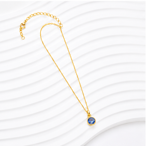 Aleyah Bezel-Set Gemstone Necklace | Waterproof 18k Gold