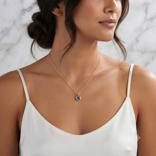Aleyah Bezel-Set Gemstone Necklace | Waterproof 18k Gold