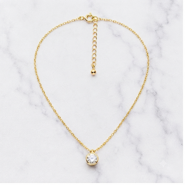 Aleyah Bezel-Set Gemstone Necklace | Waterproof 18k Gold