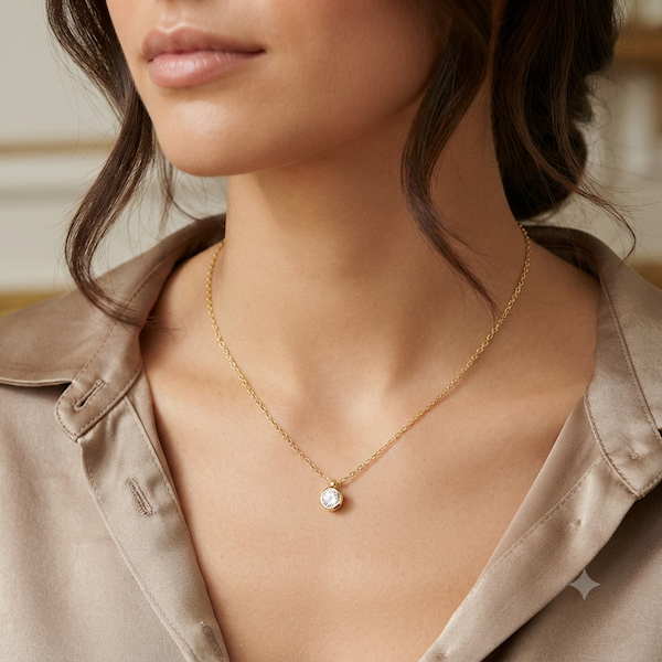 Aleyah Bezel-Set Gemstone Necklace | Waterproof 18k Gold