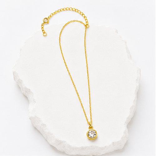 Aleyah Bezel-Set Gemstone Necklace | Waterproof 18k Gold