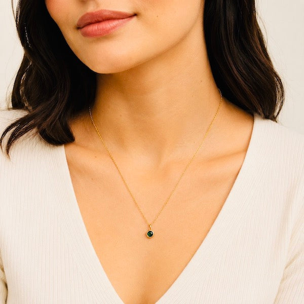 Aleyah Bezel-Set Gemstone Necklace | Waterproof 18k Gold