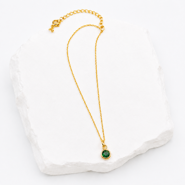 Aleyah Bezel-Set Gemstone Necklace | Waterproof 18k Gold