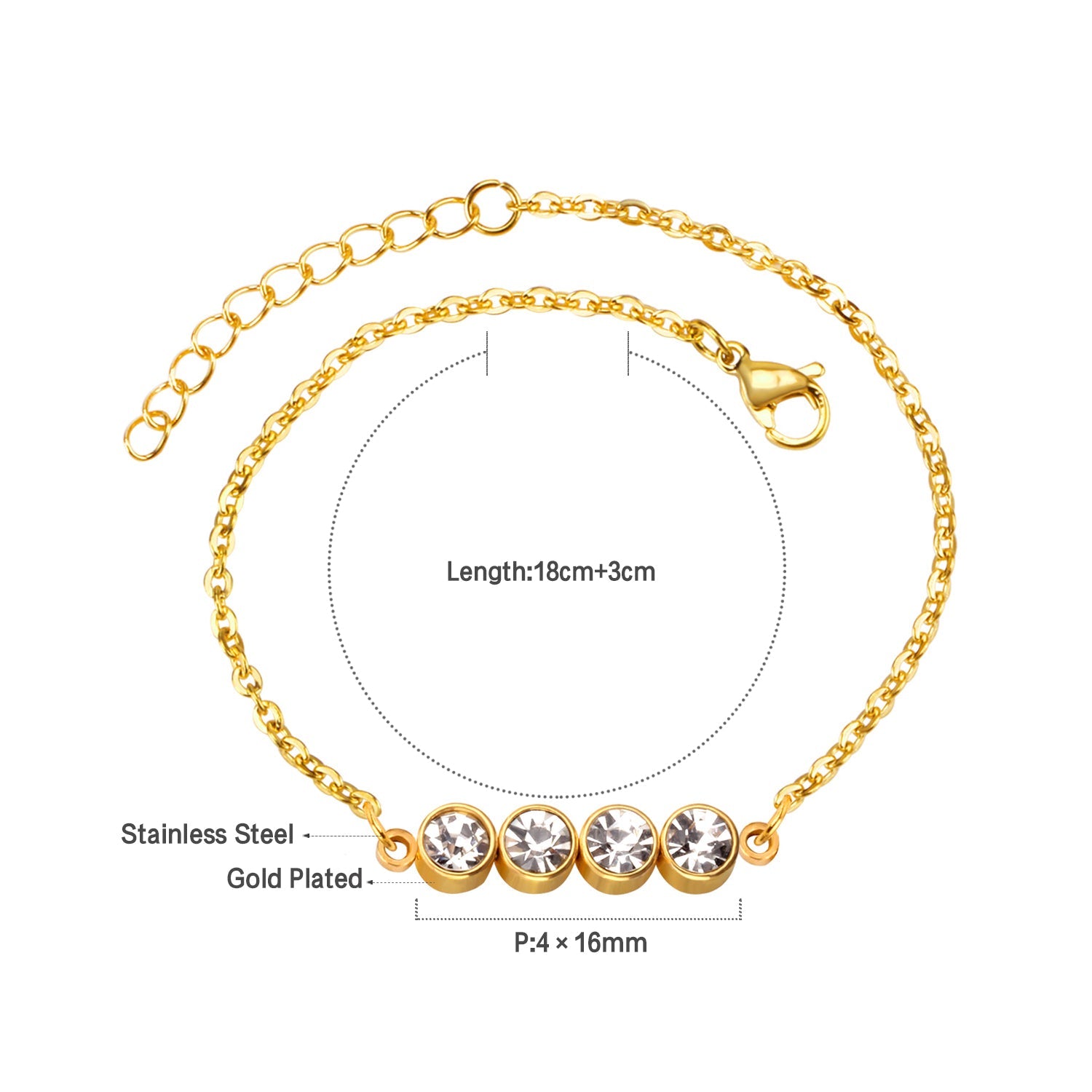 Hermes 4 Stone Gold Bracelet