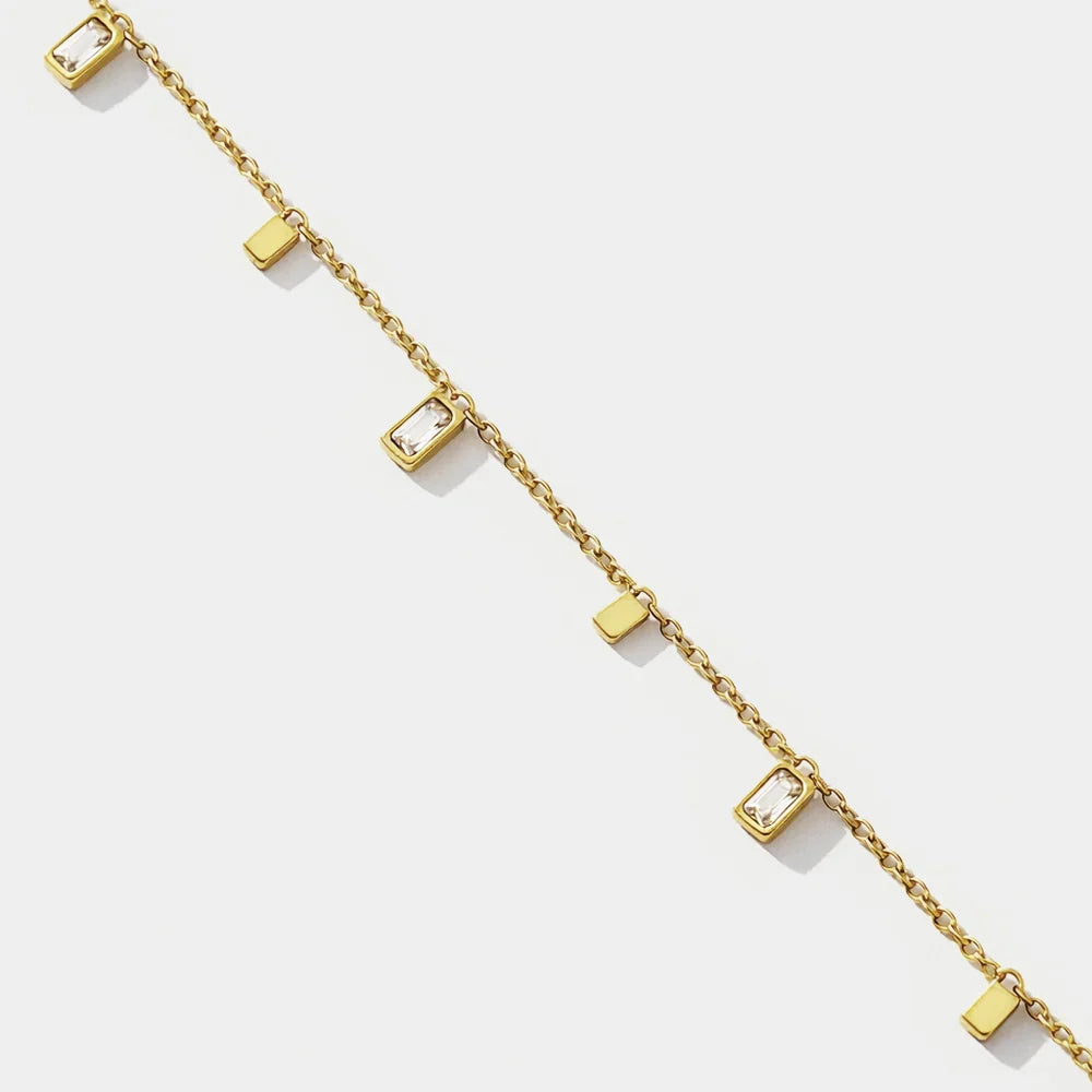 Blosom Baguette Charm Bracelet | Waterproof 18k Gold