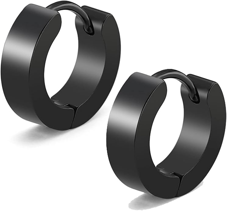 Olga Plain Huggie Hoops | Waterproof Black
