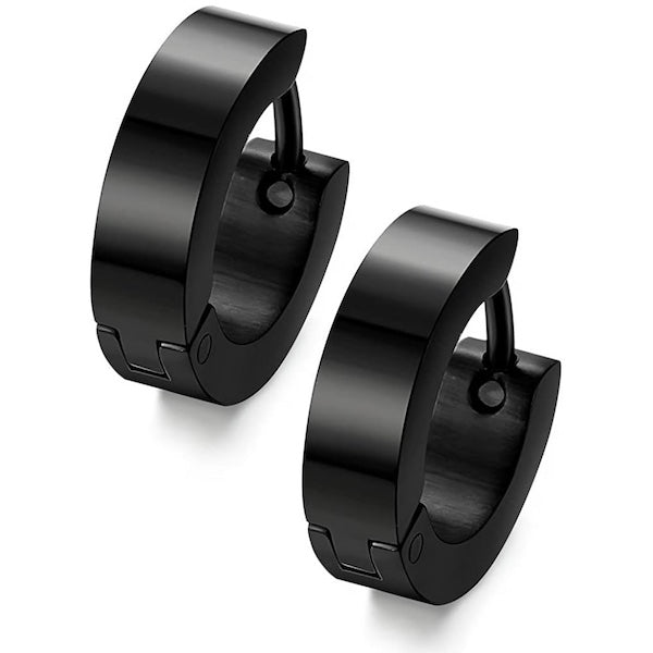 Olga Plain Huggie Hoops | Waterproof Black