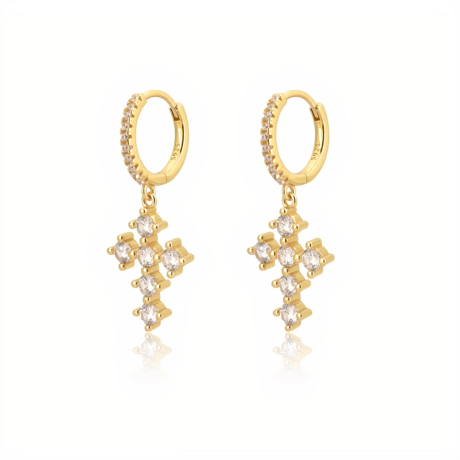 Sola Crystal Cross Hoops Earrings