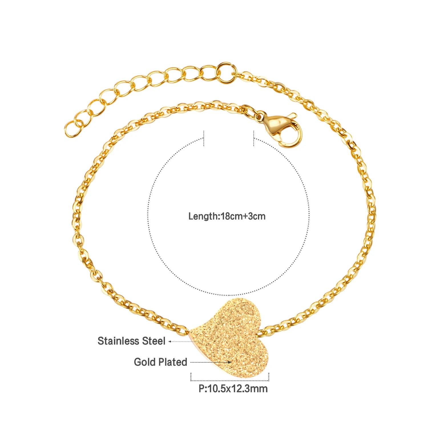 Hermis Love Heart Bracelet | Waterproof 18K Gold & Steel Silver